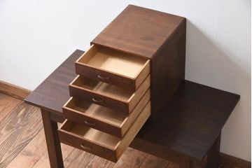 アンティーク家具　ネームプレート　ナラ材製のアンティーク小引き出し(2)