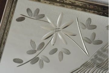 アンティーク雑貨　昭和レトロ　切子ガラストレイ(ミラートレイ)(1)