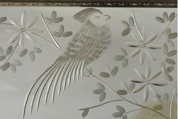 アンティーク雑貨　昭和レトロ　切子ガラストレイ(ミラートレイ)(1)