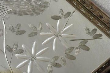 アンティーク雑貨　昭和レトロ　切子ガラストレイ(ミラートレイ)(1)