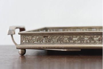 アンティーク雑貨　昭和レトロ　切子ガラストレイ(ミラートレイ)(1)