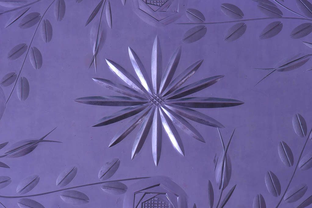 アンティーク雑貨　昭和レトロ　切子ガラストレイ(ミラートレイ)(2)