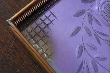 アンティーク雑貨　昭和レトロ　切子ガラストレイ(ミラートレイ)(2)
