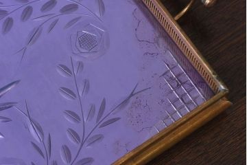 アンティーク雑貨　昭和レトロ　切子ガラストレイ(ミラートレイ)(2)