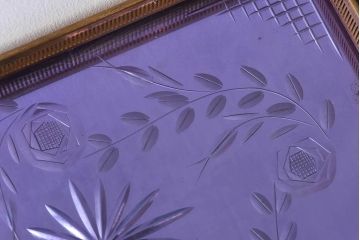 アンティーク雑貨　昭和レトロ　切子ガラストレイ(ミラートレイ)(2)