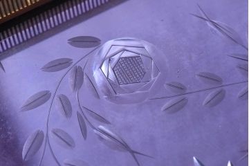 アンティーク雑貨　昭和レトロ　切子ガラストレイ(ミラートレイ)(2)