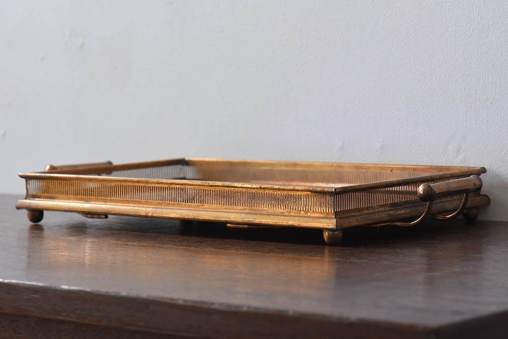 アンティーク雑貨　昭和レトロ　切子ガラストレイ(ミラートレイ)(2)