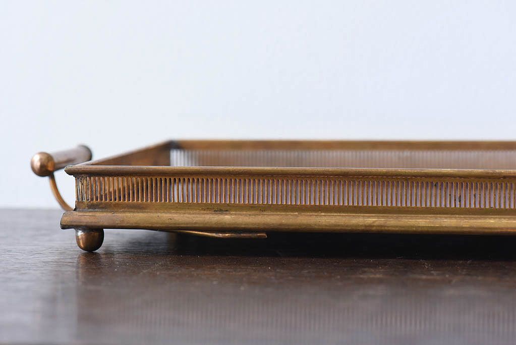 アンティーク雑貨　昭和レトロ　切子ガラストレイ(ミラートレイ)(2)