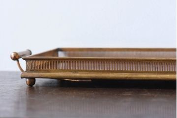 アンティーク雑貨　昭和レトロ　切子ガラストレイ(ミラートレイ)(2)