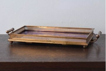 アンティーク雑貨　昭和レトロ　切子ガラストレイ(ミラートレイ)(2)