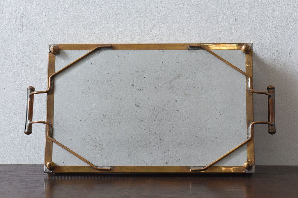 アンティーク雑貨　昭和レトロ　切子ガラストレイ(ミラートレイ)(2)