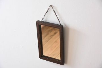 アンティーク雑貨　アンティーク　古い木製フレームの壁掛けミラー(鏡)