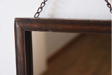 アンティーク雑貨　アンティーク　古い木製フレームの壁掛けミラー(鏡)