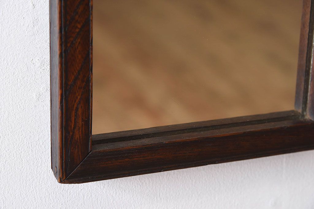 アンティーク雑貨　アンティーク　古い木製フレームの壁掛けミラー(鏡)