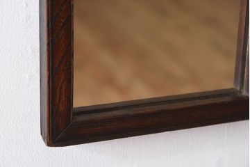 アンティーク雑貨　アンティーク　古い木製フレームの壁掛けミラー(鏡)