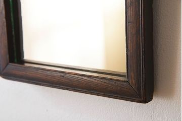 アンティーク雑貨　アンティーク　古い木製フレームの壁掛けミラー(鏡)