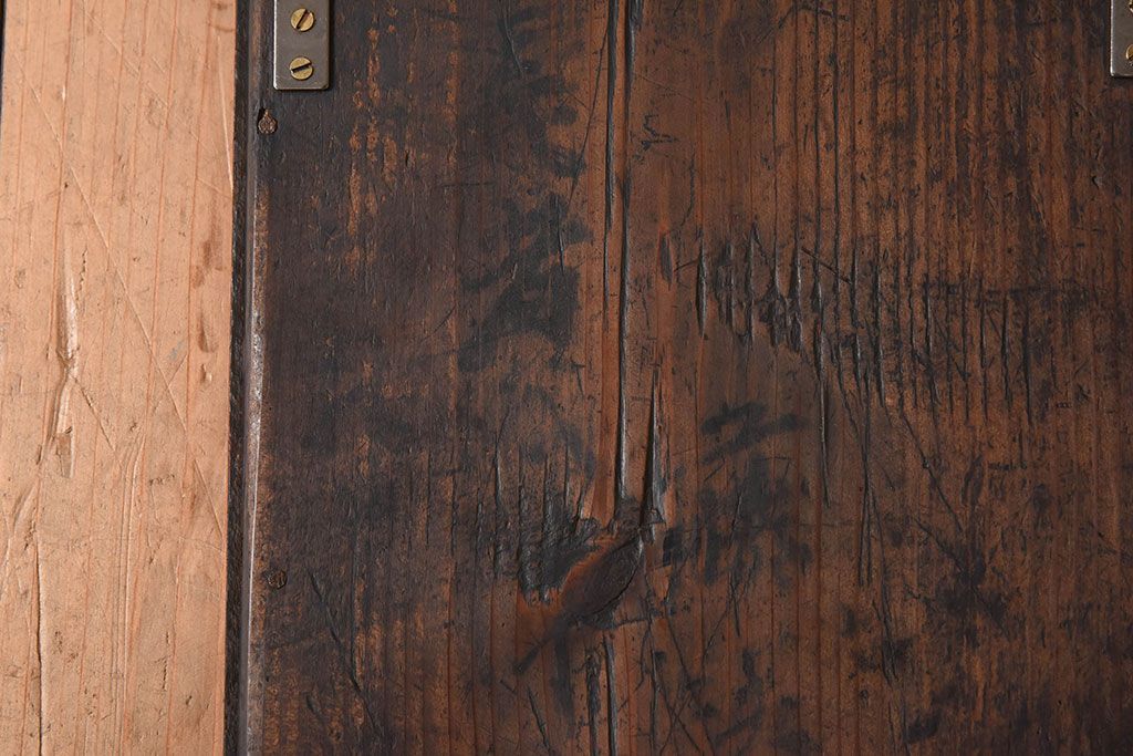 アンティーク雑貨　アンティーク　古い木製フレームの壁掛けミラー(鏡)