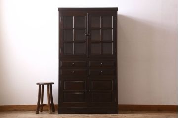 中古　松本民芸家具　G-1型　面取り食器棚(カップボード)(定価約41万4千円)(2)