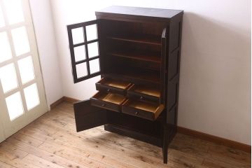 中古　松本民芸家具　G-1型　面取り食器棚(カップボード)(定価約41万4千円)(2)