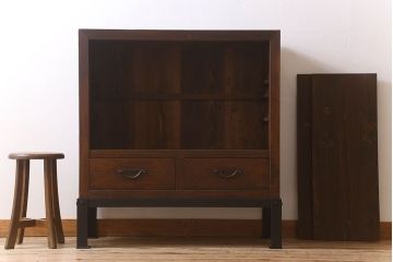 アンティーク家具　古民具・骨董　明治期　重厚な鉄脚付き!三尺　水屋箪笥サイドボード(3)