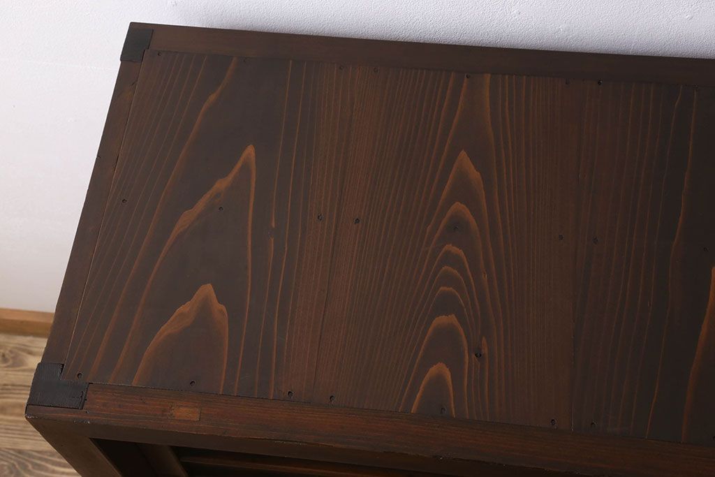 アンティーク家具　古民具・骨董　明治期　重厚な鉄脚付き!三尺　水屋箪笥サイドボード(3)