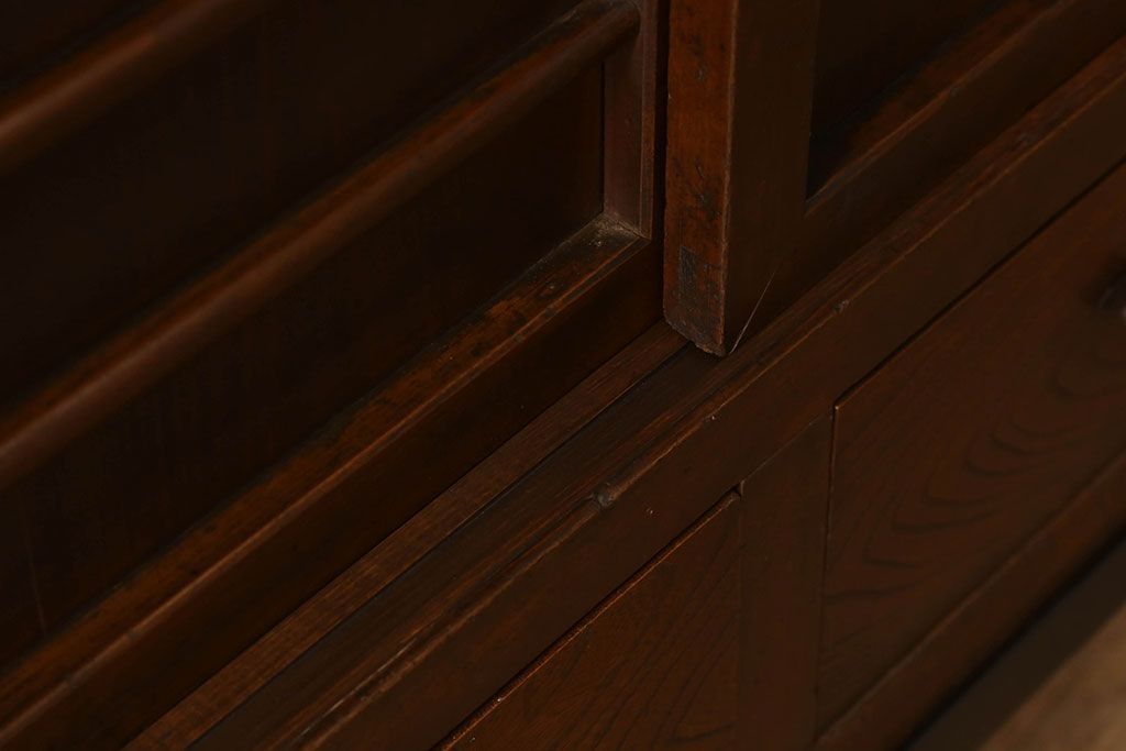 アンティーク家具　古民具・骨董　明治期　重厚な鉄脚付き!三尺　水屋箪笥サイドボード(3)