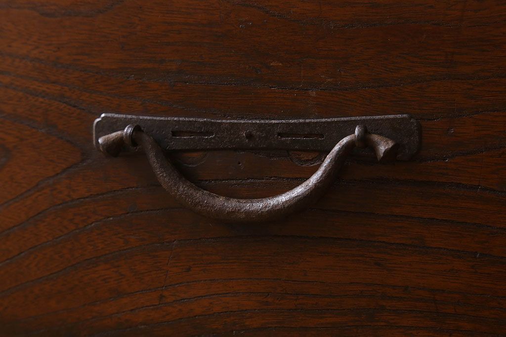 アンティーク家具　古民具・骨董　明治期　重厚な鉄脚付き!三尺　水屋箪笥サイドボード(3)