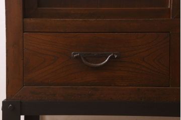 アンティーク家具　古民具・骨董　明治期　重厚な鉄脚付き!三尺　水屋箪笥サイドボード(3)