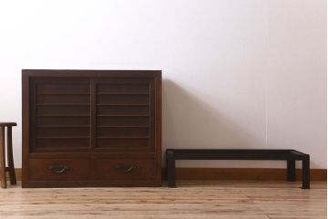 アンティーク家具　古民具・骨董　明治期　重厚な鉄脚付き!三尺　水屋箪笥サイドボード(3)