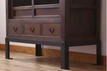 アンティーク家具　古民具・骨董　明治大正期　重厚な鉄脚付き!三尺　水屋箪笥サイドボード