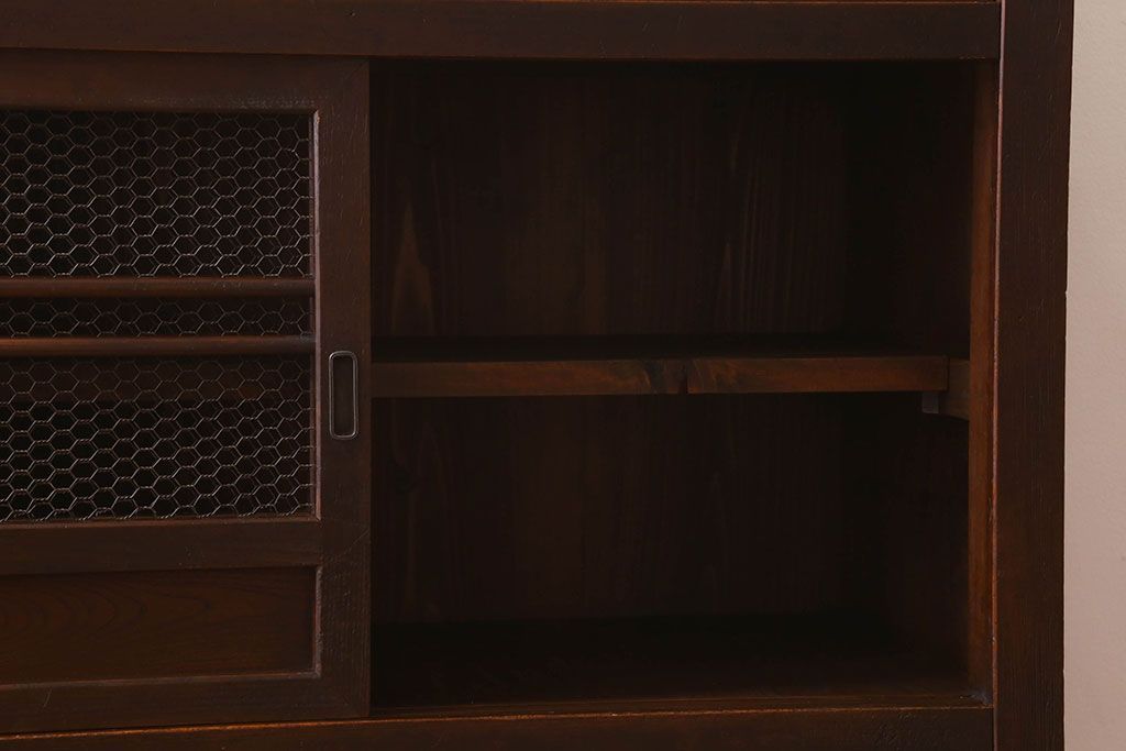 アンティーク家具　古民具・骨董　明治大正期　重厚な鉄脚付き!三尺　水屋箪笥サイドボード