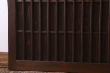 格子デザイン　古民具・骨董　古い木製の板戸2枚セット(窓)(1)