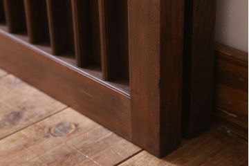 格子デザイン　古民具・骨董　古い木製の板戸2枚セット(窓)(1)