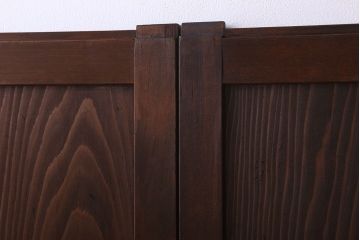 格子デザイン　古民具・骨董　古い木製の板戸2枚セット(窓)(1)