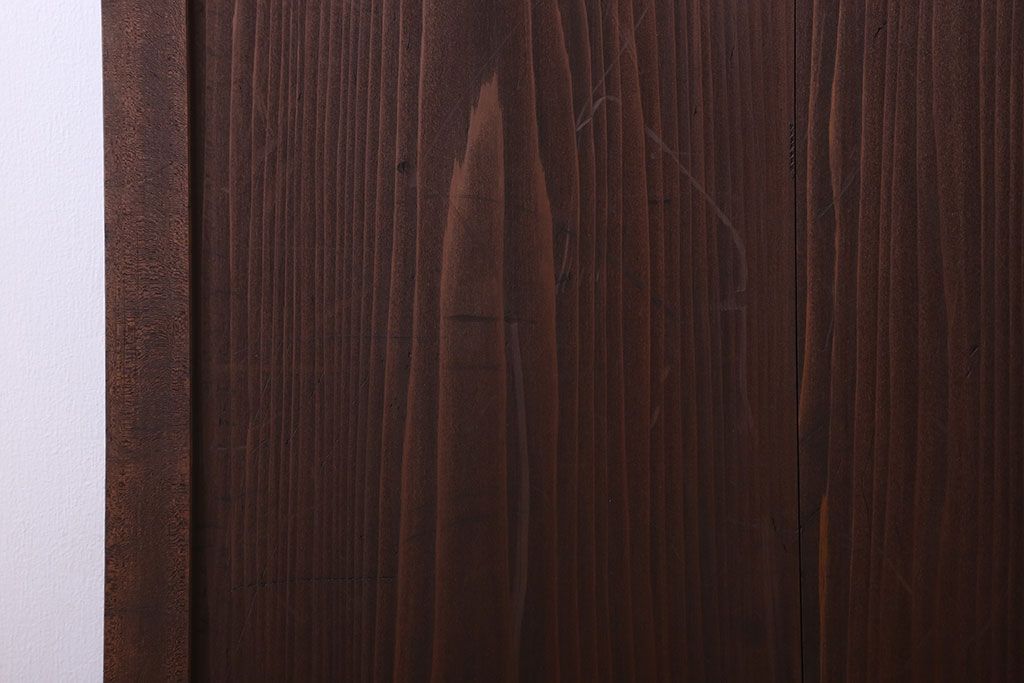 格子デザイン　古民具・骨董　古い木製の板戸2枚セット(窓)(1)