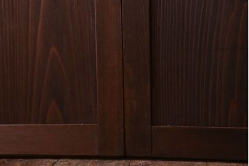 格子デザイン　古民具・骨董　古い木製の板戸2枚セット(窓)(1)