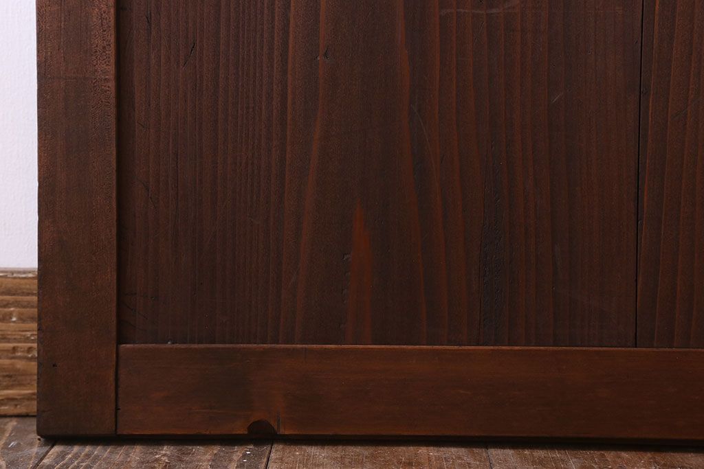 格子デザイン　古民具・骨董　古い木製の板戸2枚セット(窓)(1)