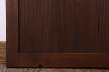 格子デザイン　古民具・骨董　古い木製の板戸2枚セット(窓)(1)