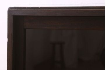 アンティーク家具　クリアガラス引き戸　前面栗材製　古い木のアンティーク収納棚