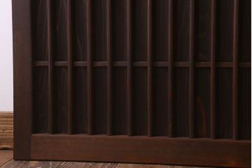 格子デザイン　古民具・骨董　古い木製の板戸2枚セット(窓)(2)