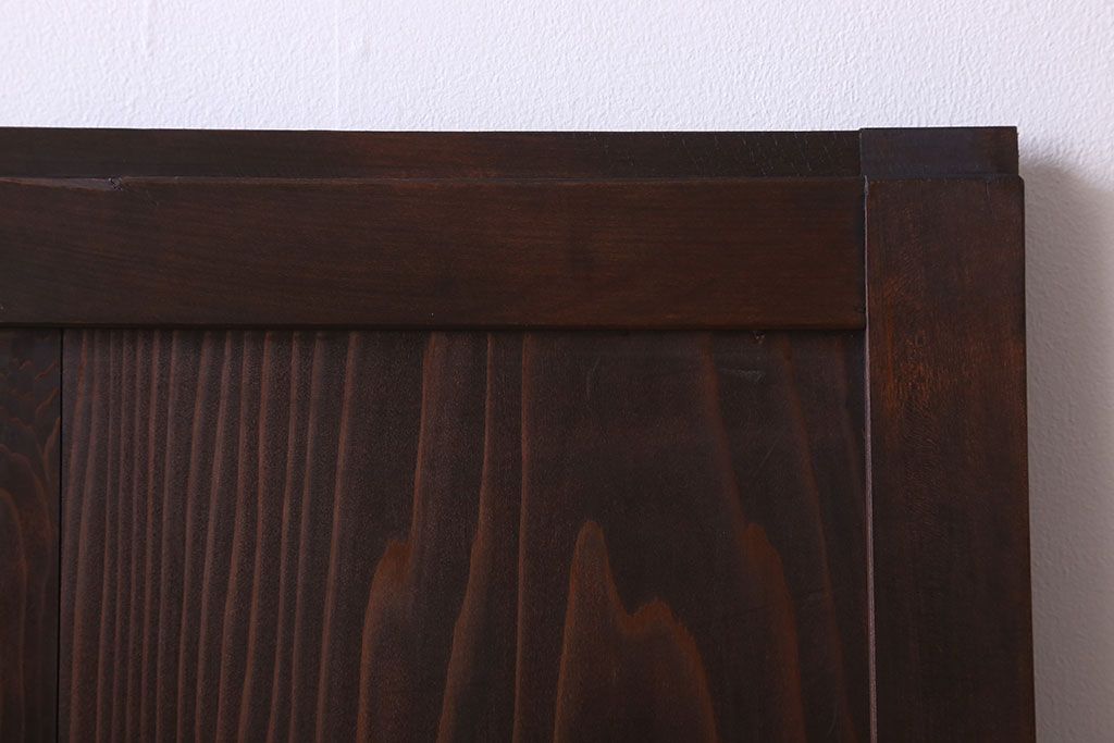 格子デザイン　古民具・骨董　古い木製の板戸2枚セット(窓)(2)