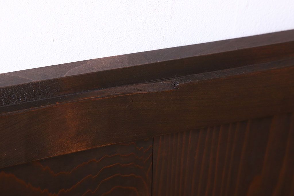 格子デザイン　古民具・骨董　古い木製の板戸2枚セット(窓)(2)