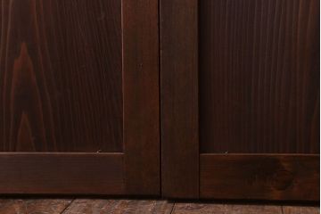 格子デザイン　古民具・骨董　古い木製の板戸2枚セット(窓)(2)