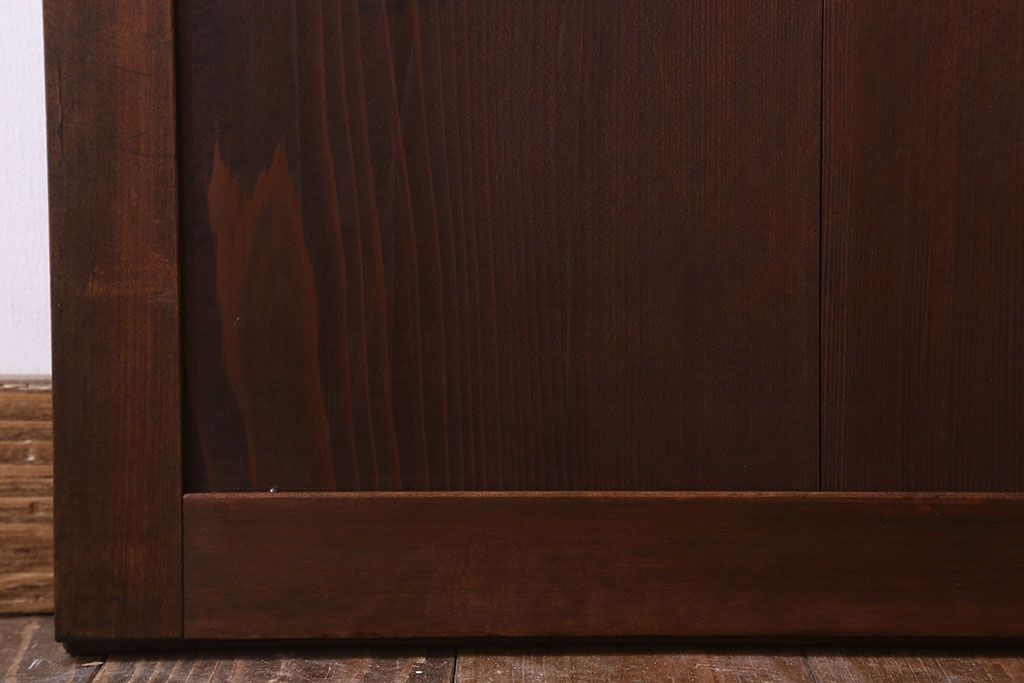 格子デザイン　古民具・骨董　古い木製の板戸2枚セット(窓)(2)