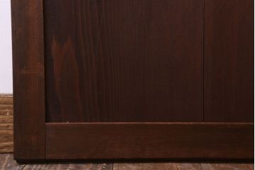 格子デザイン　古民具・骨董　古い木製の板戸2枚セット(窓)(2)
