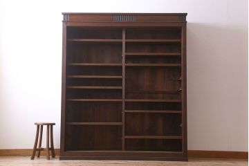 アンティーク家具　ガラス引き戸　薄型!和製アンティークの大きな収納棚