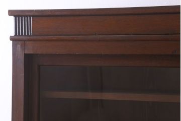 アンティーク家具　ガラス引き戸　薄型!和製アンティークの大きな収納棚
