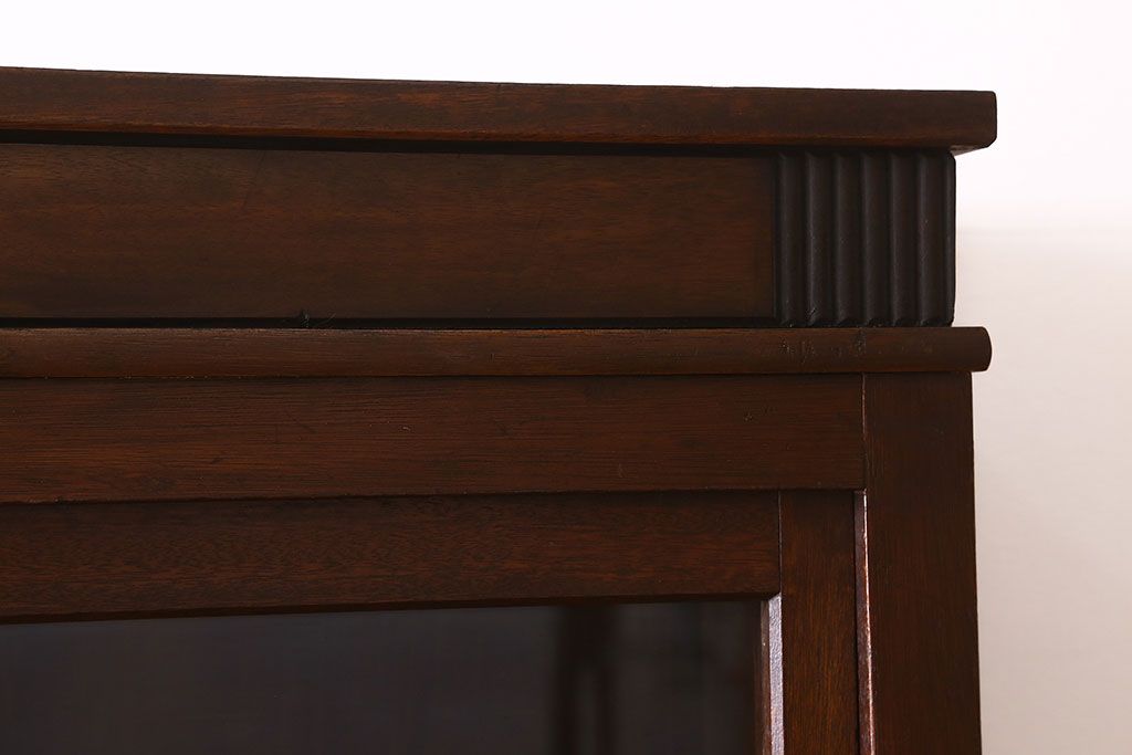 アンティーク家具　ガラス引き戸　薄型!和製アンティークの大きな収納棚