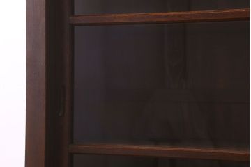 アンティーク家具　ガラス引き戸　薄型!和製アンティークの大きな収納棚