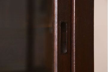 アンティーク家具　ガラス引き戸　薄型!和製アンティークの大きな収納棚